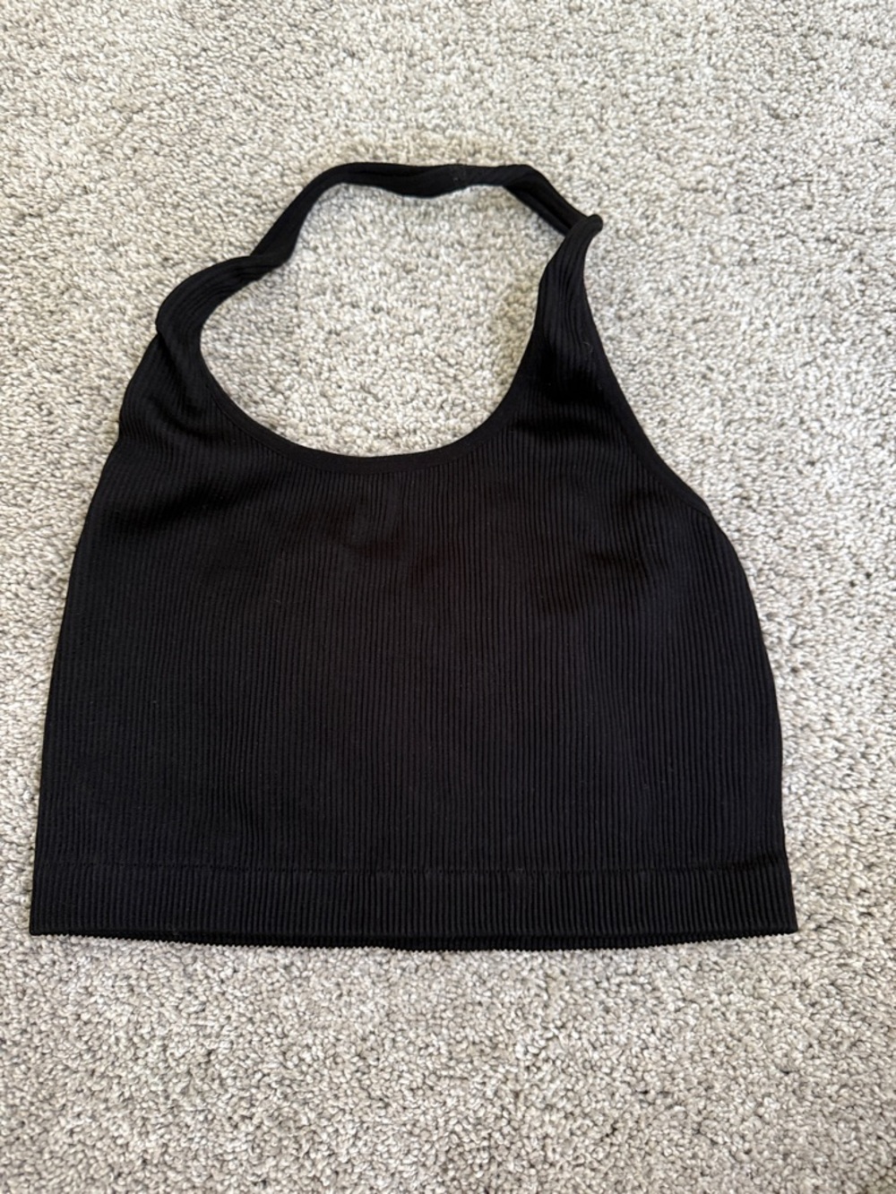 Cotton On Black Ribbed Halter Crop
